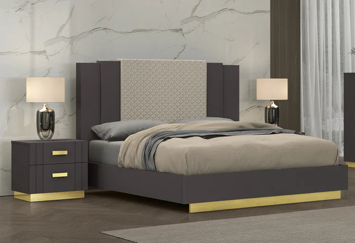 Armenda Bedroom Suite Luxury Modern Magnetic Grey Titanium Gold