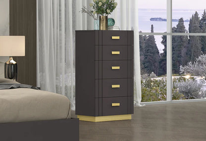 Armenda Bedroom Suite Luxury Modern Magnetic Grey Titanium Gold