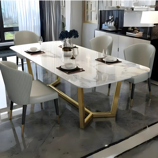New Stela Dining Table Marble Top Stainless Steel Base Silver